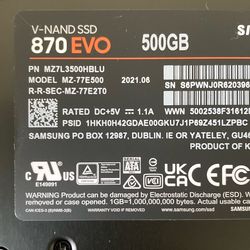 (2)Samsung 870 EVO 500GB C-NAND SSD