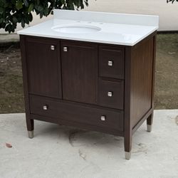 36” Dark Walnut Bathroom Vanity