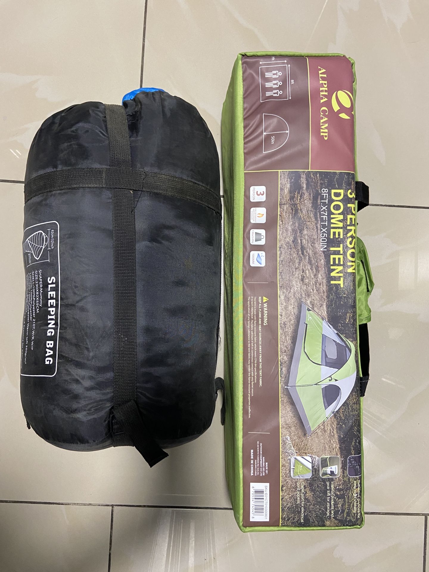 Tent And Adult Sleeping Bag (unopened)