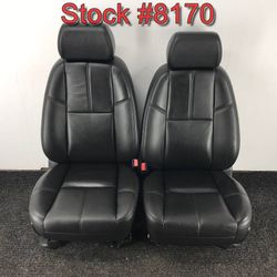 2007 Chevy Avalanche Black Leather Power Heated Front Bucket Seats Seat Stock #8170
