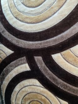 Brown Beige Abstract Circle Area Rug