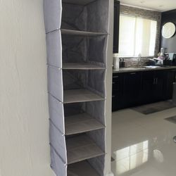  Hanging Closet Organizer and Storage, 6-Shelf Closet Hanging Storage Shelves, Grey