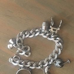 Sterling Silver Charms Bracelet 27 Grams