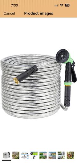 150 ft Stainless Steel Garden HoseKink-Free Flexible Metal Water Hose, Solid Brass 3/4'' Connectors, Heavy Duty, Durable, Leak-Proof