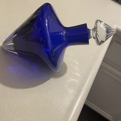 Noble Excellence Lead Crystal Cobalt Blue Lay Down Decanter Made In Poland