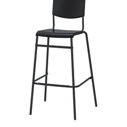IKEA Black Bar Stool With Backrest 