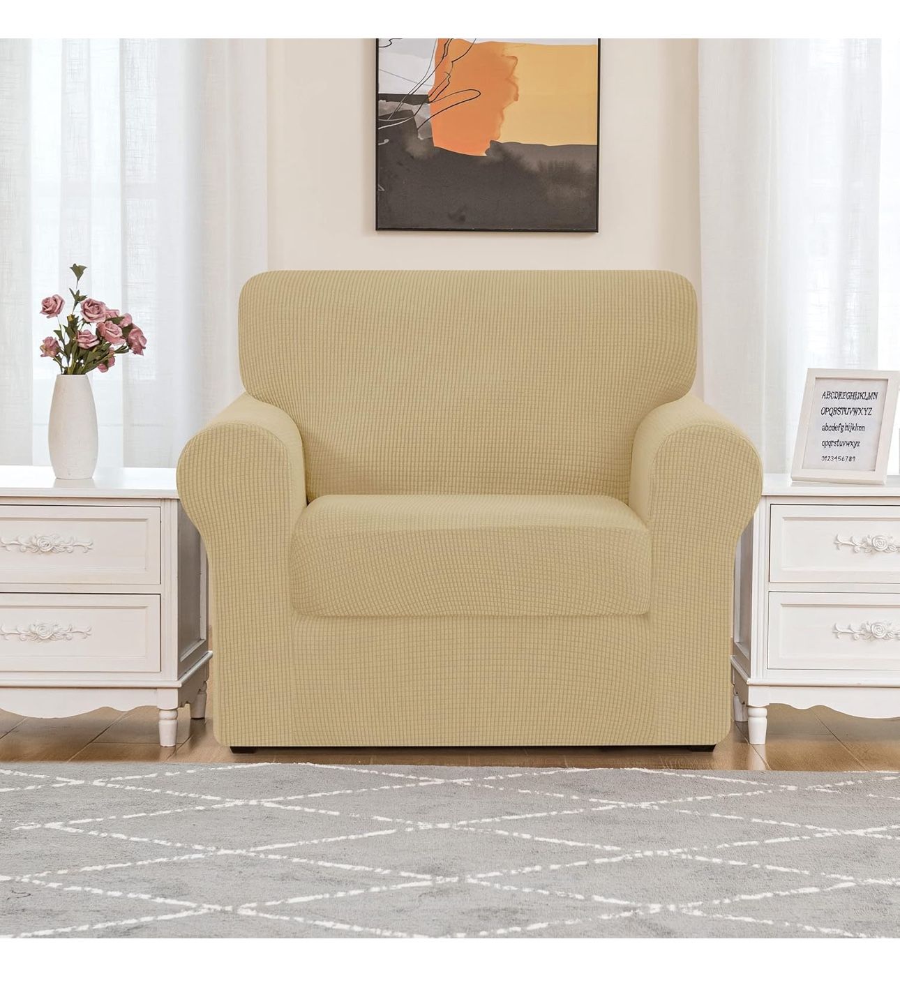 SUBRTEX 3 Pieces Stretch Sofa Slipcover Sets Couch Cover Sets Backrest Cushion Covers Furniture Protector Collection Set for Oversize Sofa Loveseat Ch