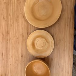 Mustard Yellow Ceramic Bowls, 6 Of Each Size