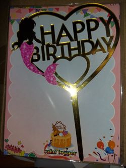 Mermaid Happy Birthday Cake Topper