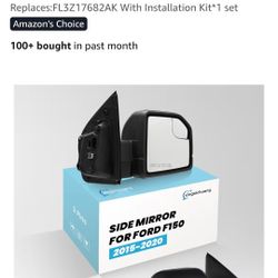 Right Passenger Side Door Mirror For 2015- 2020 Ford F150 With Power Glass, Manual Folding Without Turn Signal Light Non-Heated