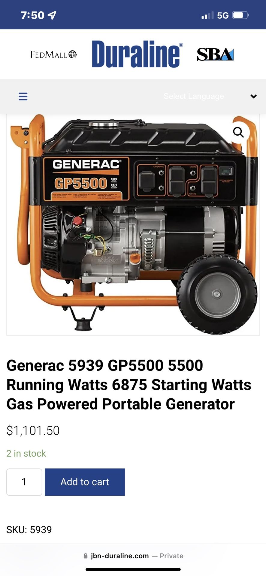 Generac GP5500 Generator