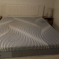 King Size Bed Frame, Mattress, Nightstand 