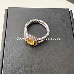 David Yurman Citrine Sterling Silver Ring Size 8