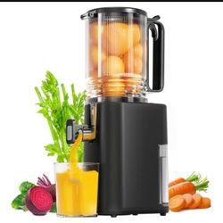 Cold Press Juicer, 5.5inch Wide Feed Chute Juicer Machine, Slow Masticating Juicer for Whole Vegetables & Fruits, Black