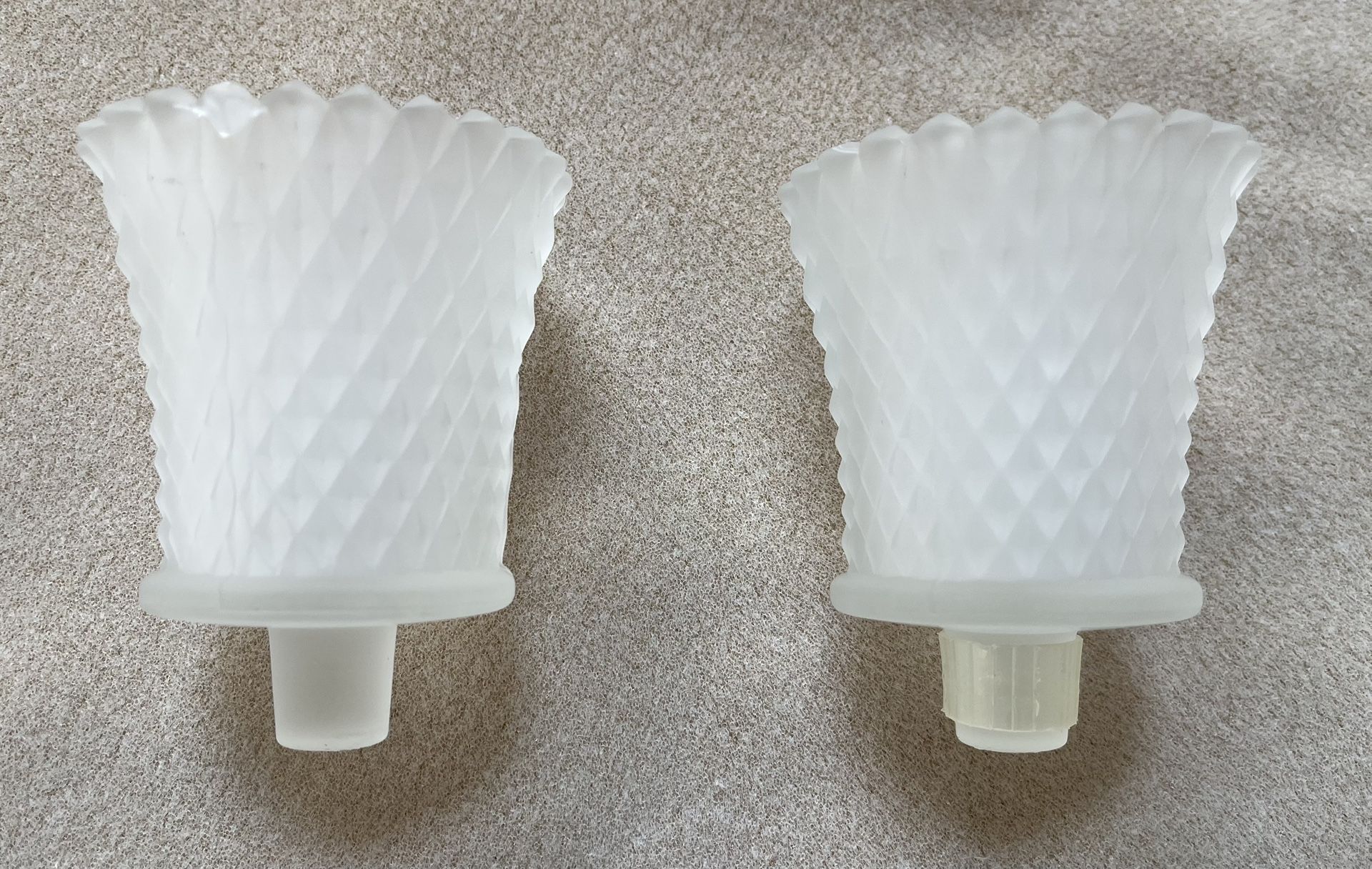 Vintage HOMCO Frosted Glass Diamond Cut Peg Votive/Tealight Cup Candle Holder 3.5”