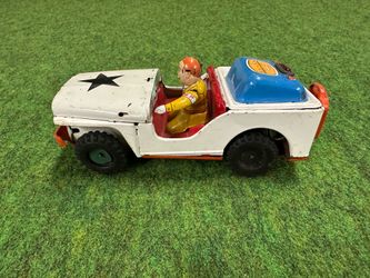 *Vintage “Original” Tin Litho, 7” MP Military Police Jeep Toy, Line Mar Marx - “1950s”