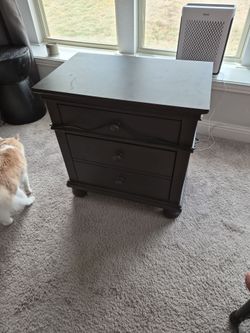 Dark Brown 3-Drawer Wooden Nightstand