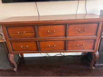 Vintage Solid Wood 6-Drawer Buffet / Sideboard Console Table