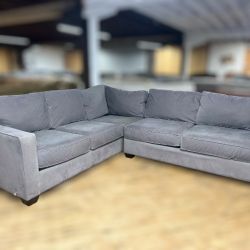 Free Delivery- Gray 2pc L shape sectional couch sofa