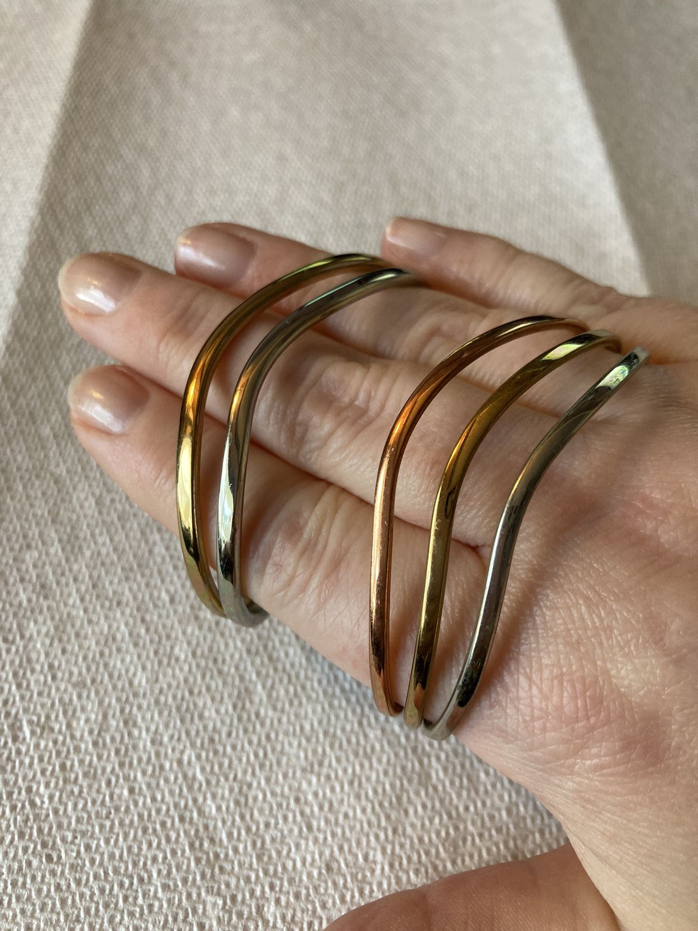 Two (2) Wrist Cuff Style Bracelets - Mixed Metal