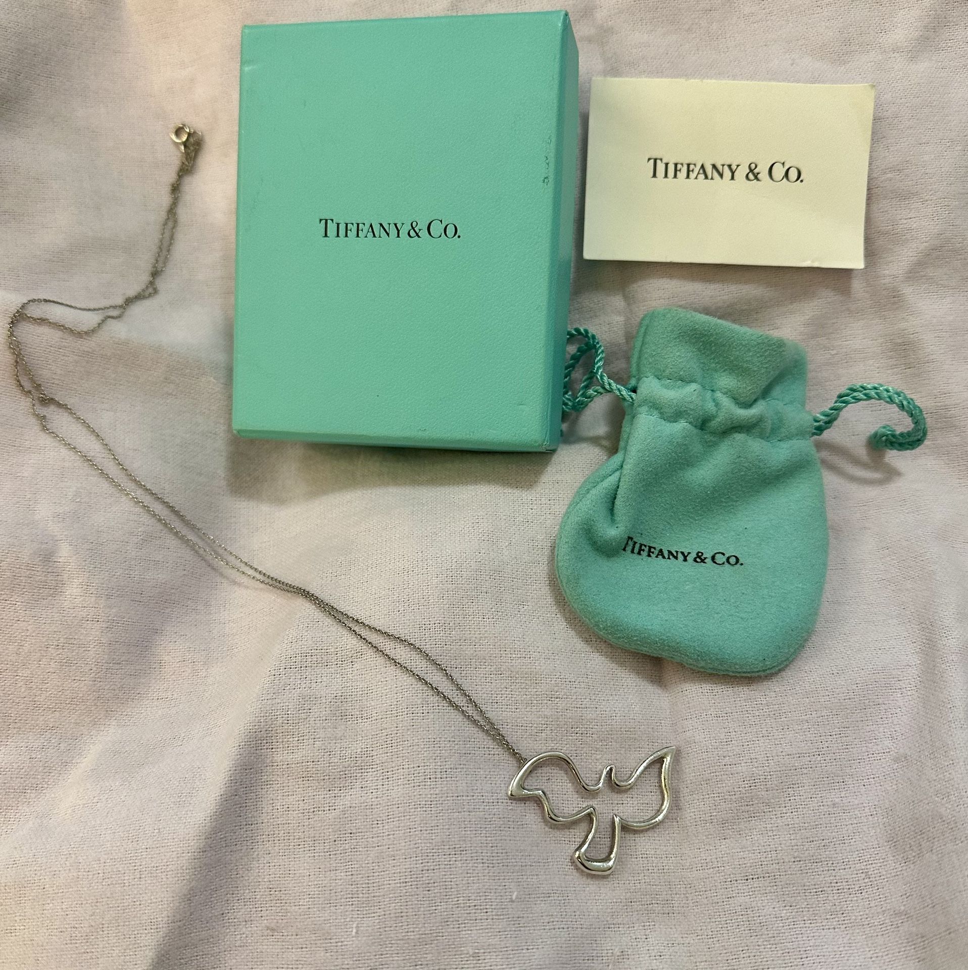 Tiffany Co. Rare Vintage Necklace Pigeon Bird Paloma Picasso Sv925 40Cm Silver C