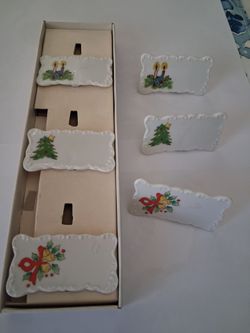 Ceramic christmas place cards by Ron Gordon Japan
