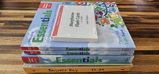 1-Essentials 23-30 Teacher's Guide, 2-Student Workbook, 1-Morpheme Flash Cards, 1-Answer Keys Book