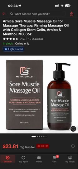 M3 Naturals Sore Muscle Massage Oil 8oz
