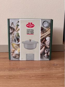 BNIB Ballarini Bellamonte 7.5 Qt Cast Iron Dutch Oven Pot - Crema White
