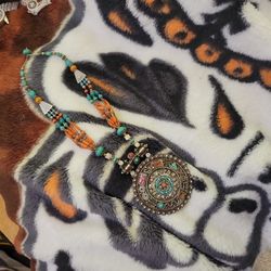 A Masterpeace In Sterling Silver/ Torquise And Coral Stones 