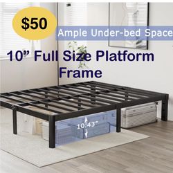 10” Full Size Bed Frames- Metal Platform Full frame  /Mattress not Included/Heavy Duty /Mattress not Included/Steel Slat Mattress Foundation (No Box S