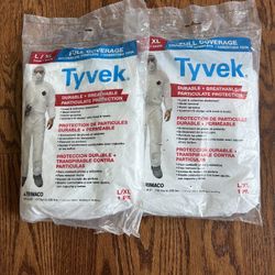 Lot of two Dupont Ty vex full coverage coverall size L/XL hood in boots