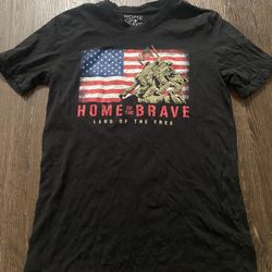 Men’s Black Home Of The Brave Shirt Size Medium #8
