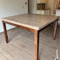 Wood Marble Top Dining Room Table 