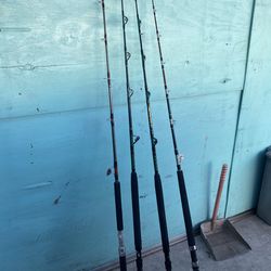 4 Strolling Fishing Rods (Penn Senator, Outer Banks and Daiwa VIP)