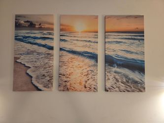 3 piece ocean sunset canvas art set