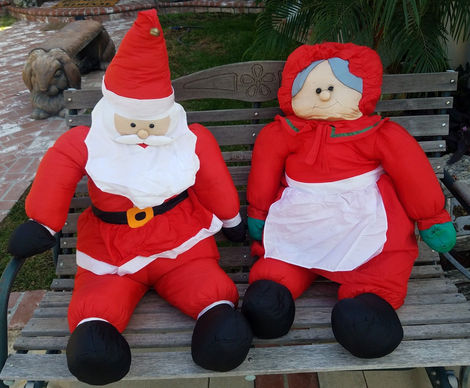 Christmas Decorations - 4' Tall Stuffed Mr & Mrs Santa Claus