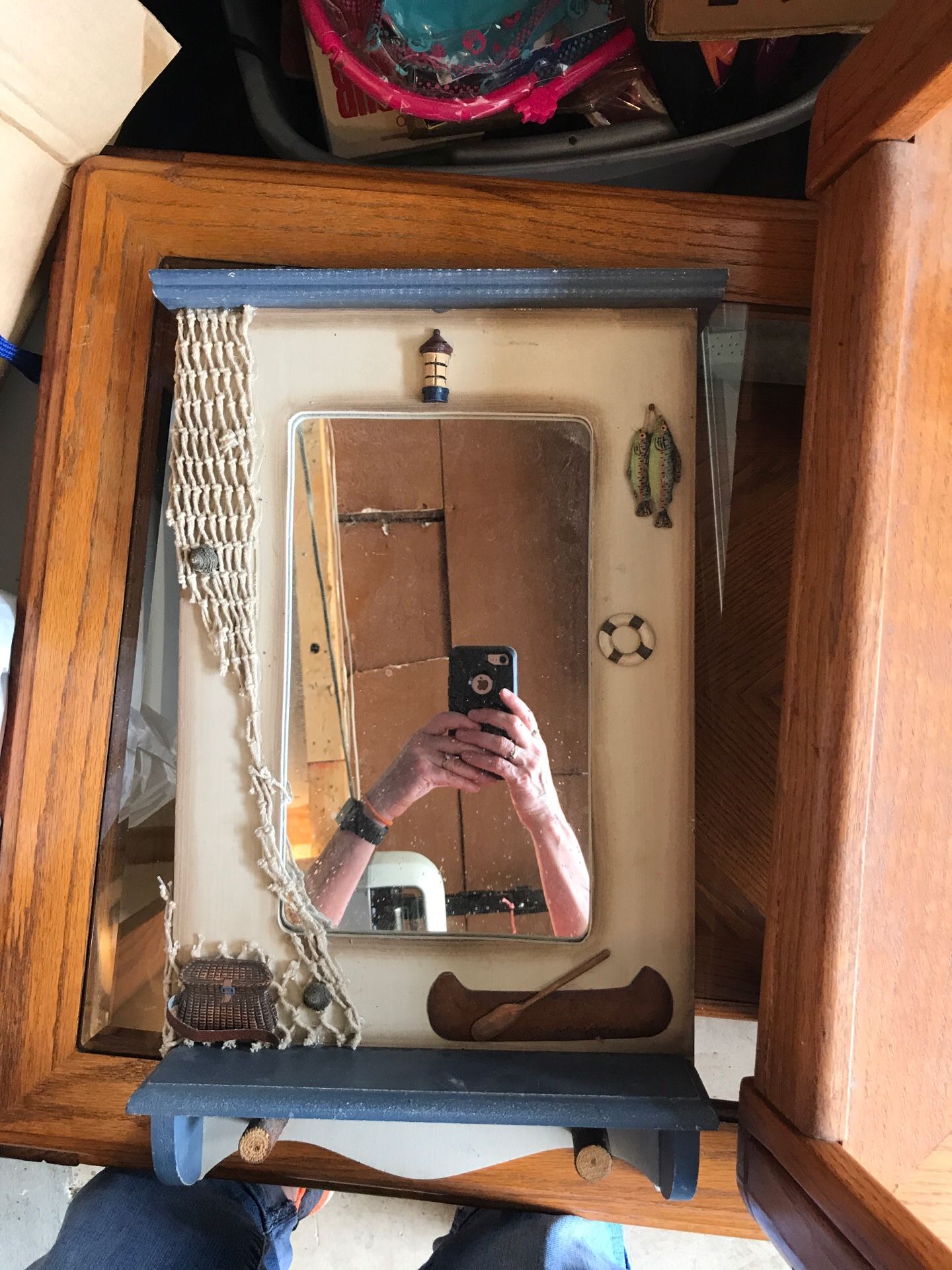 Fishing frame for cabin or lake house decoration