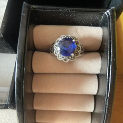 Silver Ring With Blue Stone 