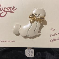 Cozme White Cat Brooch Pin  