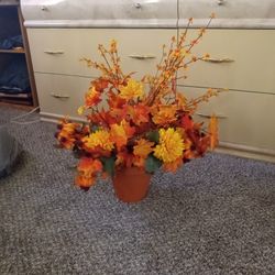 Fake Fall Flowers With Vase
