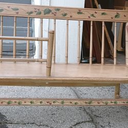 ANTIQUE BENCH, CONSOLE, BAMBOO CART, ROLLING STORAGE, PRICED BELOW