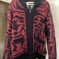 Red / Black Zip-Up Sweater
