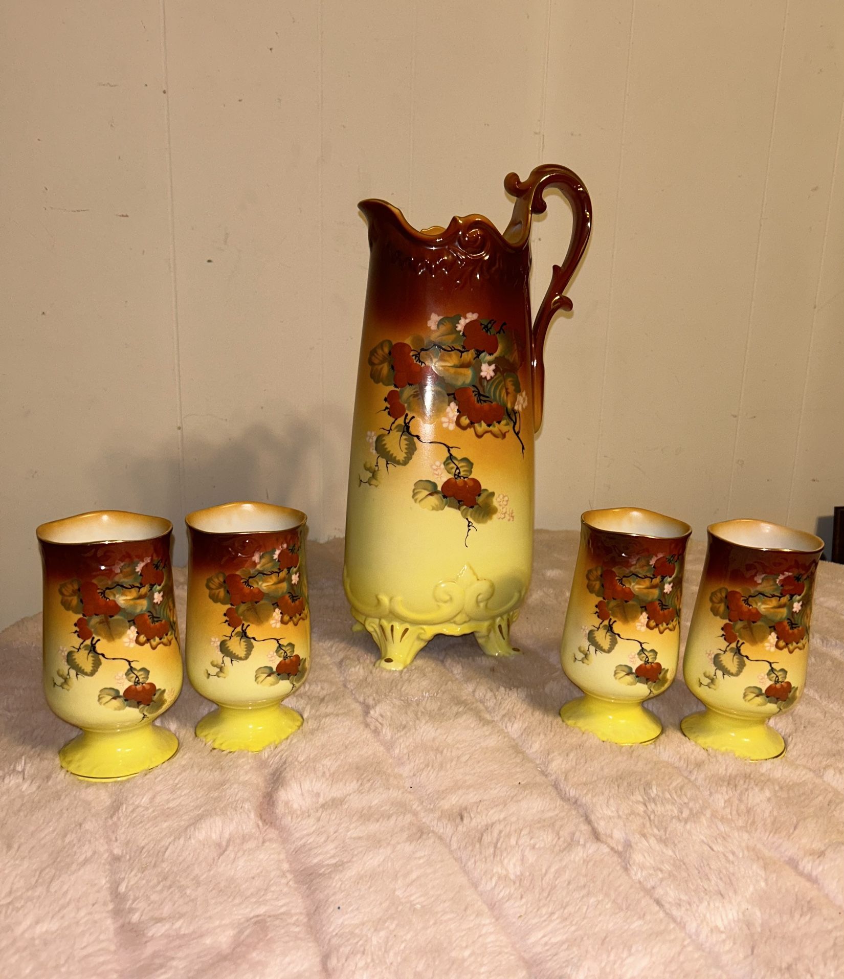 Vintage Nippon Porcelain Pitcher and Cup Set