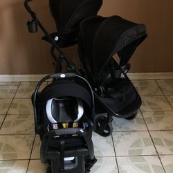 LIKE NEW GRACO READY 2.0 DOUBLE STROLLER WITH CAR SEAT!!!!!