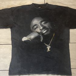 Vintage Tupac Shakur Big Face Rap Tee Shirt 3XL OG 90s Rare Black Faded Y2K