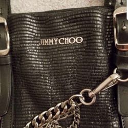JIMMY CHOO Black Python Blare Satchel Purse 