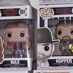 Stranger Things Funko Pops — Max with Skateboard & Hopper (Limited Edition Chase) — In Box