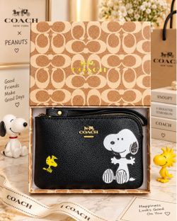Coach x Peanuts Snoopy Leather Wristlet