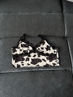Women's Pj Lace Cow Print Top